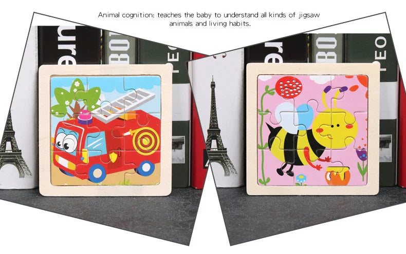 Wooden 3D Animal Puzzle for Kids – Educational & Compact Toy by YunDuo BaBy