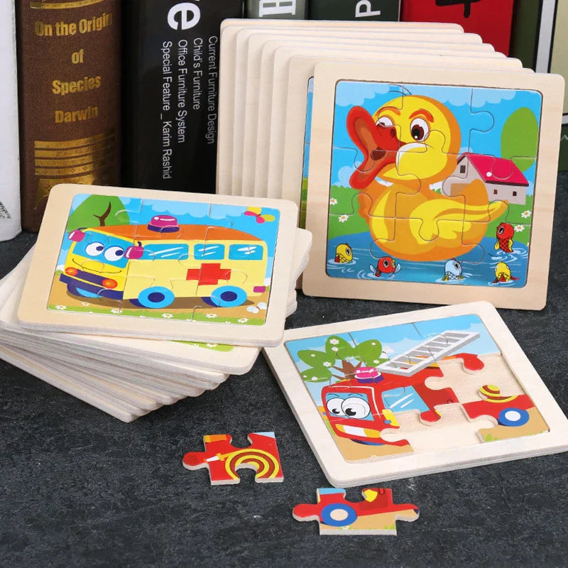 Wooden 3D Animal Puzzle for Kids – Educational & Compact Toy by YunDuo BaBy