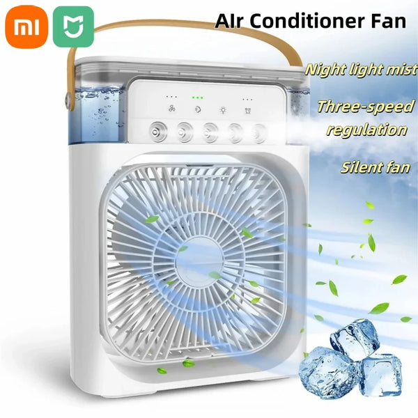 Xiaomi Mijia 3-in-1 Portable Desk Fan – USB Air Conditioner, Night Light, and Hydro Water Mist Adjustment, Silent 3-Speed Fan for Home