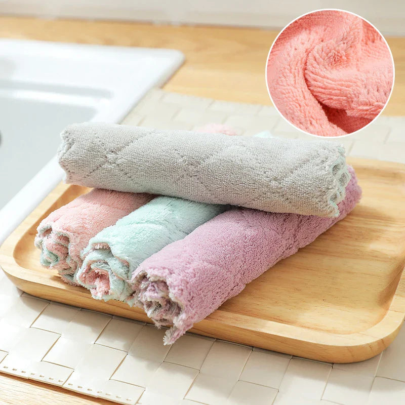 5/10PC Super Absorbent Microfiber Dish Cloths – Kitchen Cleaning Towel Set for Household Use