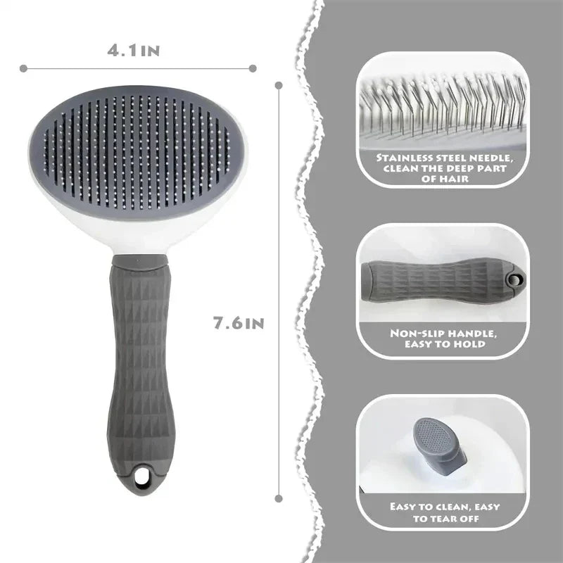 Self-Cleaning Pet Hair Removal Comb – Cat Slicker Brush & Dog Grooming Brush for Effective Fur Removal