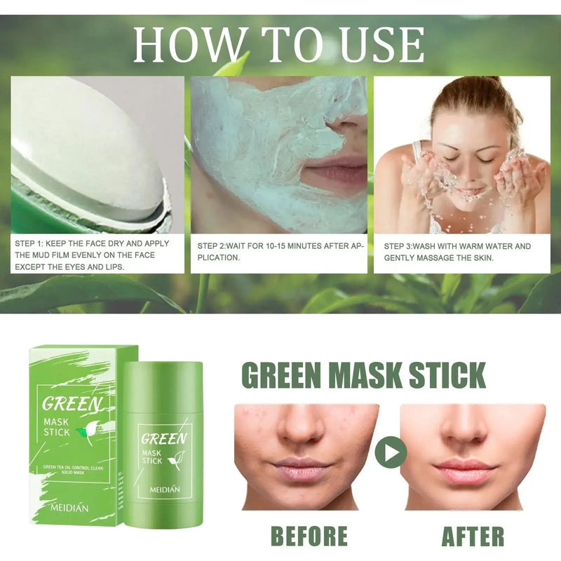 Original Green Tea Facial Blackhead Remover – Solid Mask for Acne, Blemishes, and Pore Shrinking Skin Care