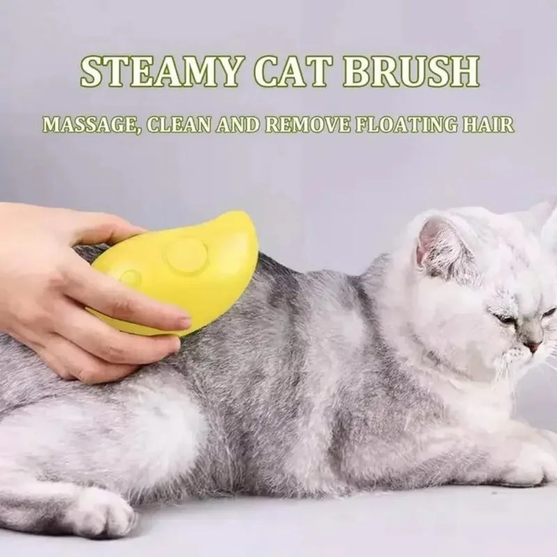 3-in-1 Cat & Dog Steamy Brush – Electric Pet Grooming Tool with Sprayer & Massage Comb