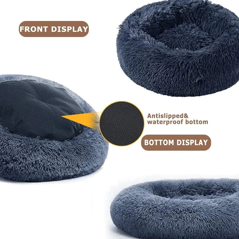 40-90cm Round Pet Bed – Super Soft Plush Dog Bed for Large & Medium Dogs, Cozy Winter Cat House